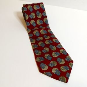 HC Henry Christian silk tie made in italy burgundy geometric